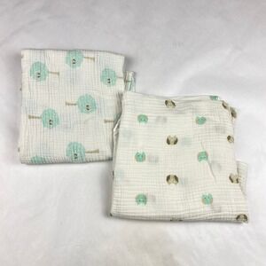 Aden by Aden & Anais Muslin Baby Swaddle Blanket - Lot of 2 Owls - Flaw